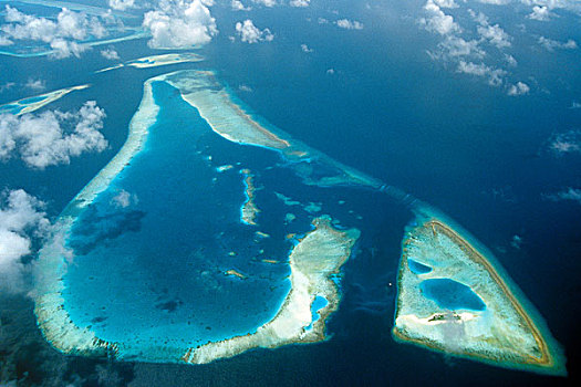 航拍照片,环礁,马尔代夫,印度洋,亚洲