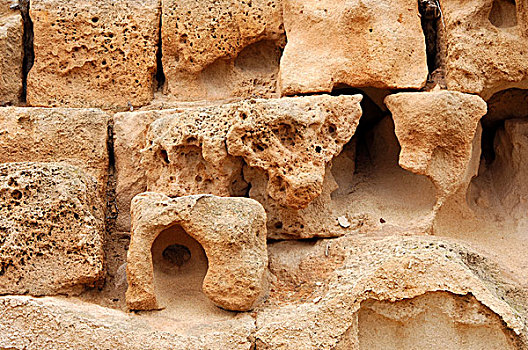 古老,砖,墙壁,侵蚀,上方,时间,罗马,挖掘,场所,世界遗产,萨布拉塔,利比亚,非洲
