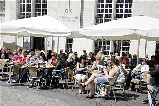 街头咖啡馆,餐馆,正面,新,教堂,坝,阿姆斯特丹,荷兰,欧洲