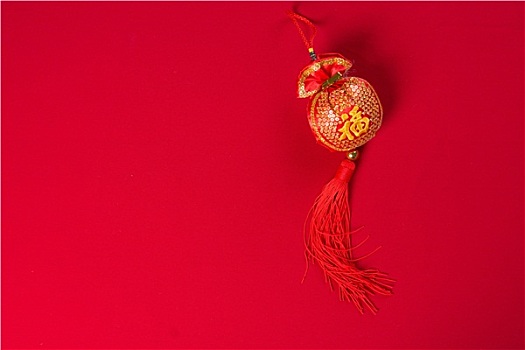 传统,春节,物品,红色背景