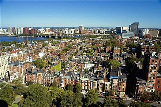 俯拍,建筑,河,查尔斯河,波士顿,马萨诸塞,美国
