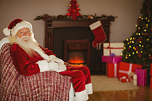 喜庆,圣诞老人,坐,沙发,圣诞节