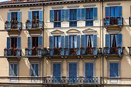 建筑,蓝色,百叶窗,阿雷佐,托斯卡纳,意大利