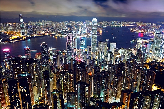 香港,夜景,顶峰