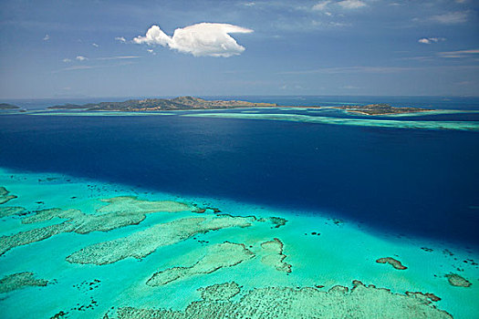 岛屿,左边,右边,玛玛努卡群岛,斐济,南太平洋,俯视