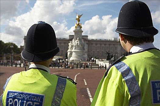 警察,户外,白金汉,宫殿,伦敦,英格兰