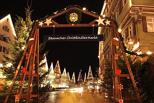 出口,大门,圣诞市场,风景,光亮,市场,房子,建筑,巴登符腾堡,德国,欧洲