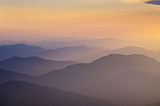 山脉,早晨,气氛,风景,山,维也纳,阿尔卑斯山,下奥地利州,奥地利,欧洲