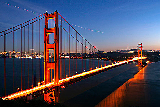 灯光,金色,大门,桥,黎明,旧金山,加利福尼亚,美国