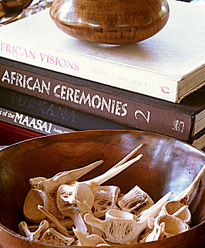 收藏,骨头,木碗,旁侧,非洲