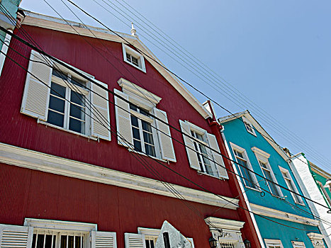 仰视,彩色,房子,瓦尔帕莱索,智利