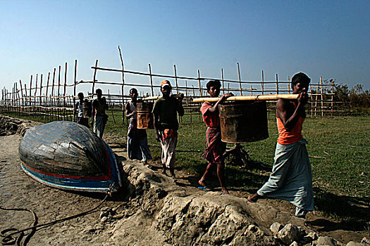渔民,捕鱼,湾,孟加拉,2008年