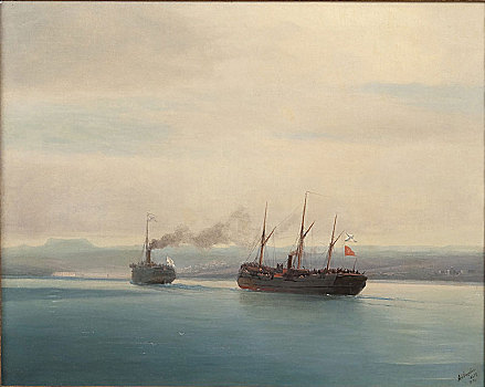 捕获,土耳其,蒸汽船,俄罗斯,十二月,艺术家