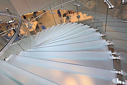 现代,玻璃,螺旋楼梯,店,动感,台阶