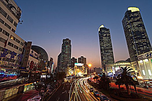 上海徐家汇的城市夜景风光