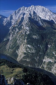 瓦茨曼山,湖,贝希特斯加登地区,巴伐利亚