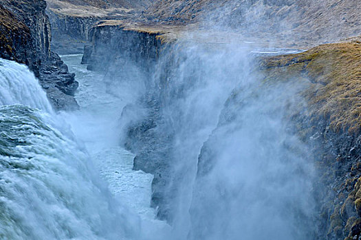 瀑布,飞溅,风,冰岛,欧洲