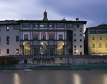 建筑,乌菲茲美术馆,佛罗伦萨,托斯卡纳,户外,黄昏