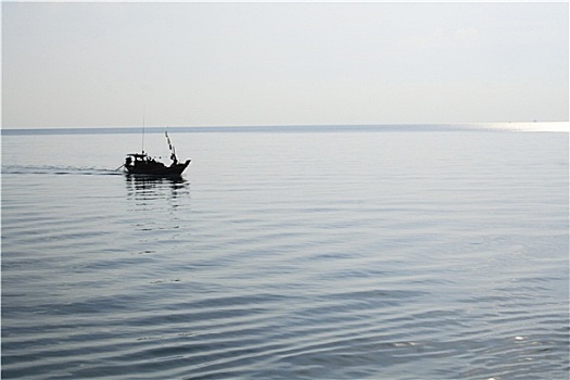 渔船,日落,靠近,苏梅岛