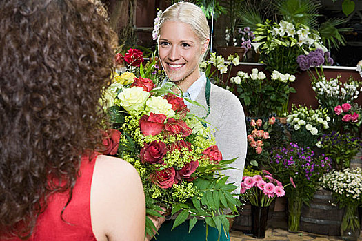 女人,买,花,花商