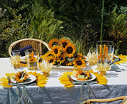 喜庆,桌子,装饰,向日葵,花园