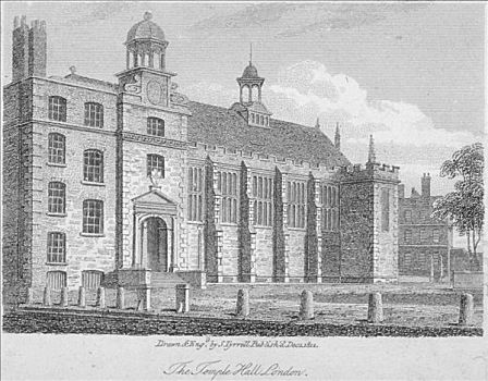 中间,庙宇,东北方,伦敦,1812年,艺术家