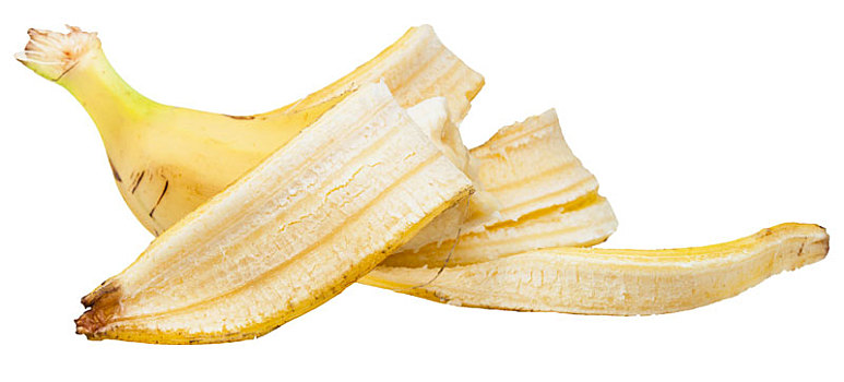 侧面视角,一半,黄色,香蕉,外皮,隔绝