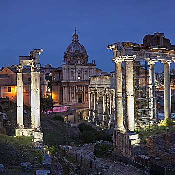 古罗马广场,庙宇,拱形,罗马,拉齐奥,意大利