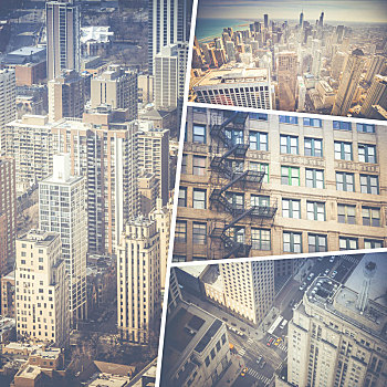 抽象拼贴画,芝加哥,美国,图像,旅行,背景,照片