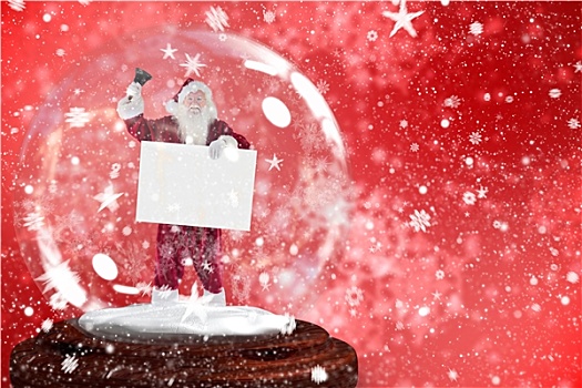 圣诞老人,声响,铃,拿着,签到,雪景球