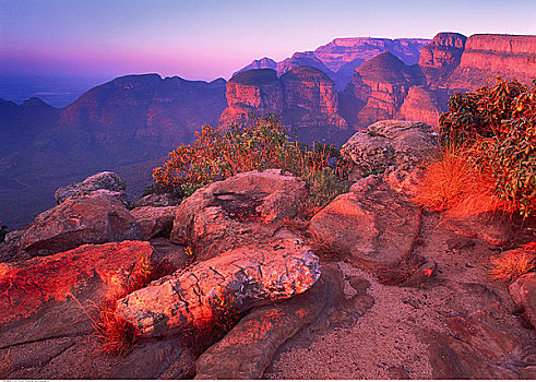 三茅屋岩,日落,布莱德河峡谷,自然保护区,南非