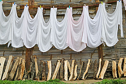 不丹,弄干,洗衣服,木柴
