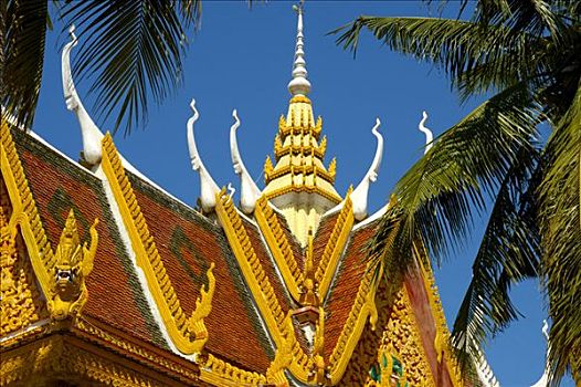 精巧,屋顶,寺院,柬埔寨