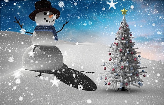 合成效果,图像,圣诞树,雪人