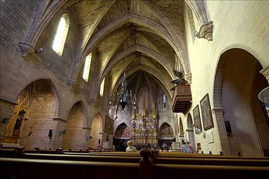 室内,教堂,马略卡岛,西班牙