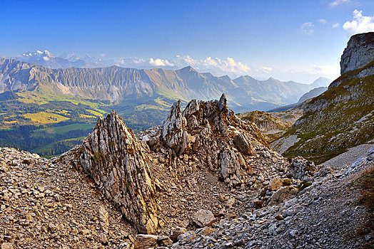 夜光,喀斯特地貌,区域,联合国教科文组织,生物圈,entlebuch,风景,伯尔尼阿尔卑斯山,瑞士,欧洲