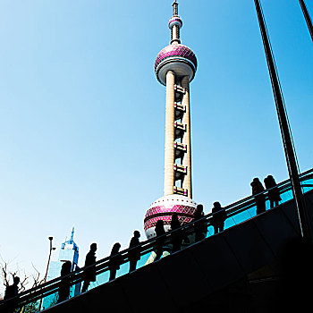 商务人士,扶梯,背景,上海,地标,东方明珠塔