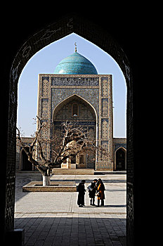 乌兹别克斯坦,布哈拉,蓝色,圆顶,米哈拉布,清真寺