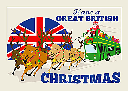 英国人,圣诞节,圣诞老人,驯鹿,巴士