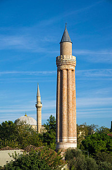 伊利尖塔,后面,清真寺,老城,安塔利亚,土耳其,里维埃拉,亚洲