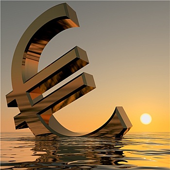 欧元,沉没,日落,展示,沮丧,不景气