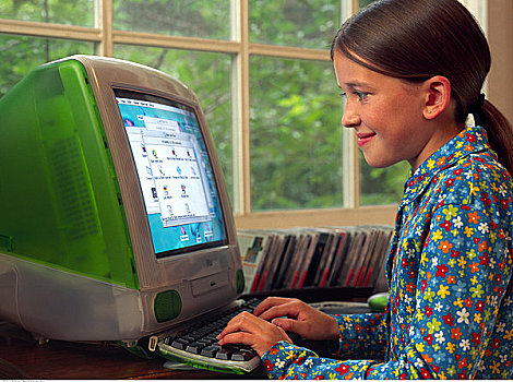 女孩,用电脑