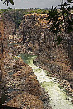 俯视图,河,峡谷,维多利亚瀑布,津巴布韦,非洲