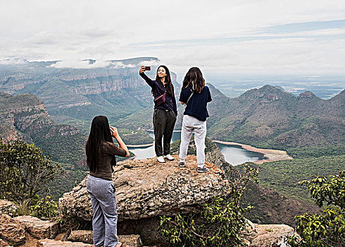 三个,美女,旅游,向外看,三茅屋岩,南非