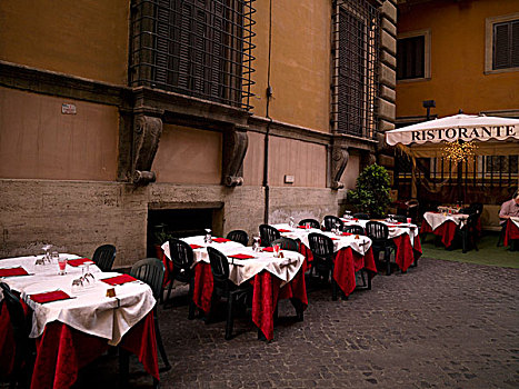 街头餐厅,舒适,院落,罗马,意大利