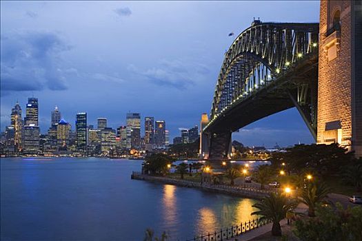 澳大利亚,新南威尔士,悉尼,海港大桥,天际线,中心,北岸