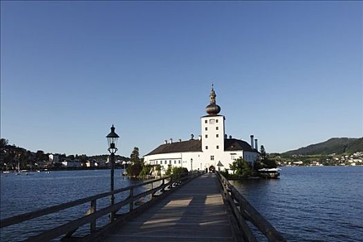 城堡,特劳恩湖,湖,萨尔茨卡莫古特,上奥地利州,奥地利,欧洲