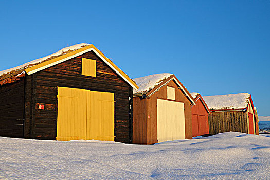 捕鱼,小屋,冬天,特罗姆瑟,挪威