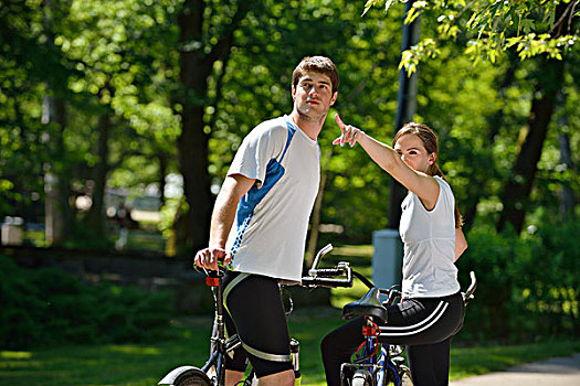 幸福伴侣,乘,自行车,户外,健康,生活方式,有趣,喜爱,浪漫,概念