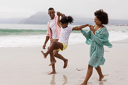 家庭,乐趣,一起,海滩